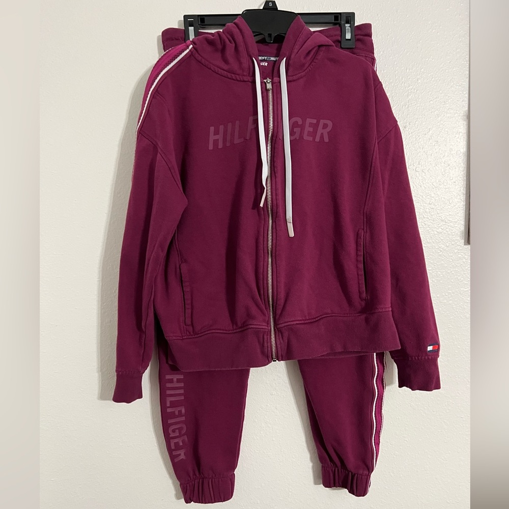 Tommy Hilfiger Jumpsuit Hoodie and Drawstring Pants Maroon, Tracksuit